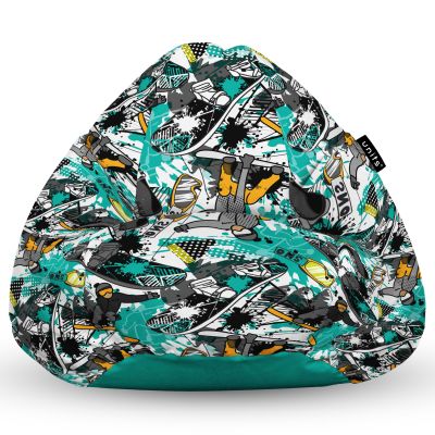 Fotoliu Units Puf Bean Bag tip para XL, impermeabil, indoor/outdoor, sac interior, cu maner, 90 x 85 x 65 cm, snowboard BEANUNB-PR-XL-EXT-094