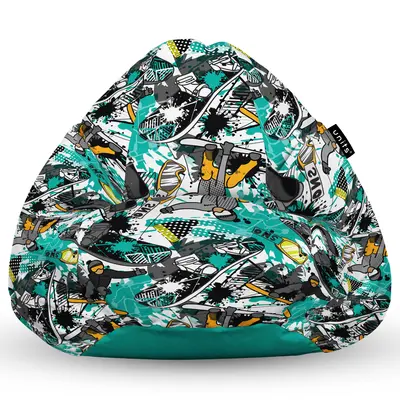 Fotoliu Units Puf Bean Bag tip para XL, impermeabil, indoor/outdoor, sac interior, cu maner, 90 x 85 x 65 cm, snowboard BEANUNB-PR-XL-EXT-094