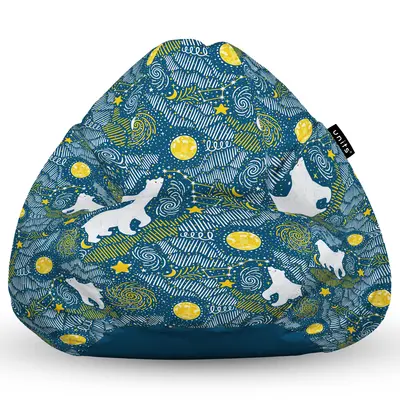 Fotoliu Units Puf Bean Bag tip para XL, impermeabil, indoor/outdoor, sac interior, cu maner, 90 x 85 x 65 cm, ursi polari BEANUNB-PR-XL-EXT-139