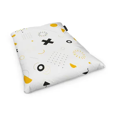 Fotoliu Units Puf Bean Bag tip Perna, impermeabil, indoor/outdoor, sac interior, 115 x 150 x 25 cm, Memphis alb cu galben BEANUNB-PL-L-EXT-031