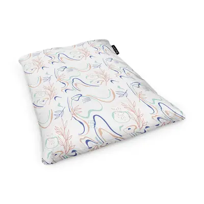 Fotoliu Units Puf Bean Bag tip Perna, impermeabil, indoor/outdoor, sac interior, 115 x 150 x 25 cm, alb cu linii albastre si crem BEANUNB-PL-L-EXT-026