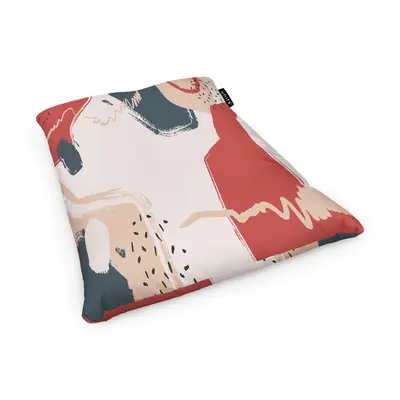 Fotoliu Units Puf Bean Bag tip Perna, impermeabil, indoor/outdoor, sac interior, 115 x 150 x 25 cm, bej cu model rosu si gri BEANUNB-PL-L-EXT-023