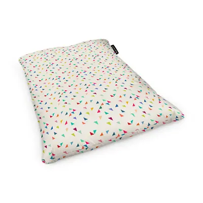 Fotoliu Units Puf Bean Bag tip Perna, impermeabil, indoor/outdoor, sac interior, 115 x 150 x 25 cm, bej cu triunghiuri multicolore BEANUNB-PL-L-EXT-009