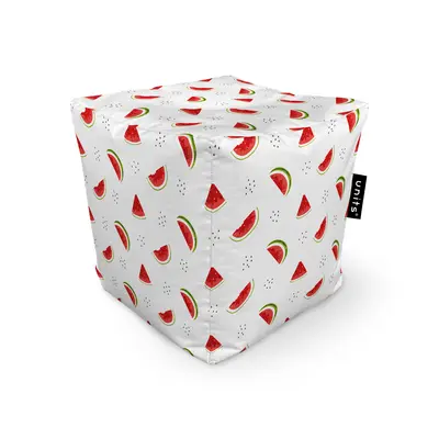 Fotoliu Units Puf Bean Bag tip cub, impermeabil, alb cu felii de pepene BEANUNB-CU-045-037