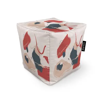 Fotoliu Units Puf Bean Bag tip cub, impermeabil, bej cu model rosu si gri BEANUNB-CU-045-023