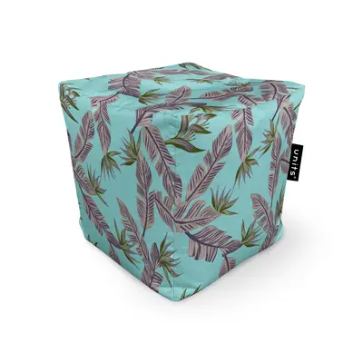 Fotoliu Units Puf Bean Bag tip cub, impermeabil, cian cu frunze gri BEANUNB-CU-045-010
