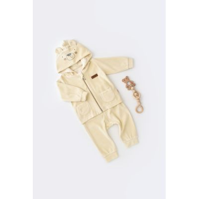 Set Ursulet cu bluzita cu fermoar si gluga si panataloni lungi din 80%bumbac organic si 20% poliester - Crem, Baby Cosy (Marime: 9-12 luni) JEMBC-CSYK6015-9