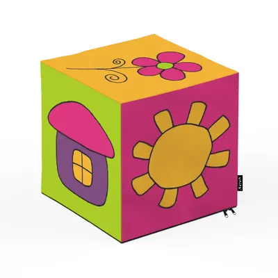 Taburet Units, cub, Flori, 30 x 30 x 30 cm BEANUN-CU-030-V5