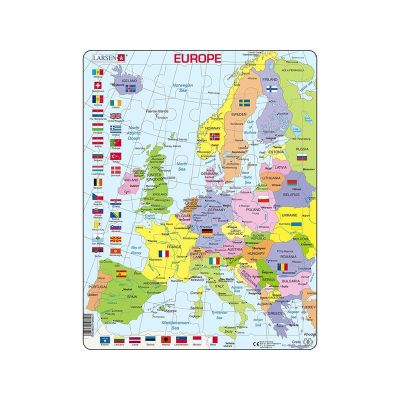 Puzzle maxi Harta Europei, orientare tip portret, 48 de piese, Larsen KDGLS-K2-GB