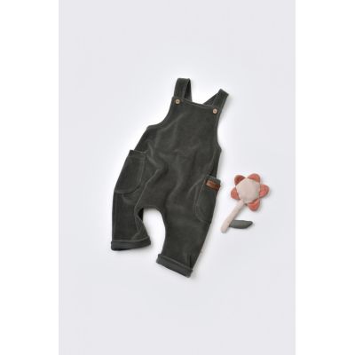 Salopeta Velvet cu bretele din 80%bumbac organic si 20% poliester - Antracit, Baby Cosy (Marime: 6-9 luni) JEMBC-CSYK6034-6
