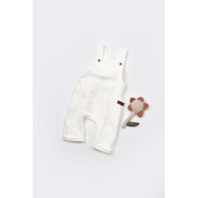 Salopeta Velvet cu bretele din 80%bumbac organic si 20% poliester - Ecru, Baby Cosy (Marime: 9-12 luni) JEMBC-CSYK6032-9
