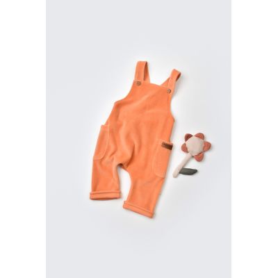 Salopeta Velvet cu bretele din 80%bumbac organic si 20% poliester - Portocaliu, Baby Cosy (Marime: 18-24 Luni) JEMBC-CSYK6035-18