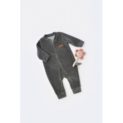 Salopeta cu maneca lunga si fermoar din 80%bumbac organic si 20% poliester - Antracit, Baby Cosy (Marime: 6-9 luni) JEMBC-CSYK6029-6