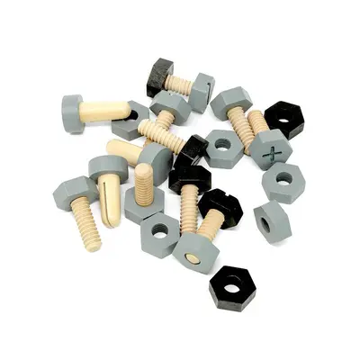 Suruburi, piulite, bolduri de jucarie, din lemn, MAMAMEMO KDGAS83712