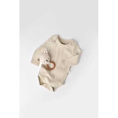 Body Bebe Unisex cu maneca lunga din 95% bumbac organic cu 5% elastan - Crem, Baby Cosy (Marime: 6-9 luni) JEMBC-CSYR4306-6