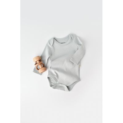 Body Bebe Unisex cu maneca lunga din 95% bumbac organic cu 5% elastan - Gri, Baby Cosy (Marime: 12-18 Luni) JEMBC-CSYR4300-12