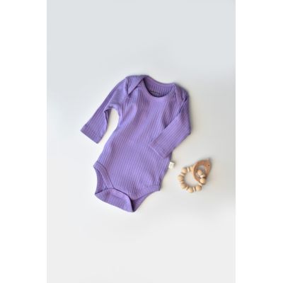 Body Bebe Unisex cu maneca lunga din 95% bumbac organic cu 5% elastan - Mov, Baby Cosy (Marime: 0-3 Luni) JEMBC-CSYR4302-0