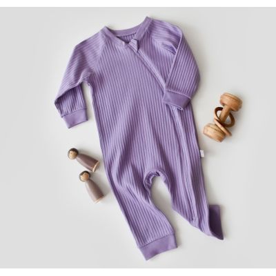 Salopeta cu fermoar cu maneca lunga si panataloni lungi din 95%bumbac organic si 5% elastan - Mov, Baby Cosy (Marime: 18-24 Luni) JEMBC-CSYR4608-18