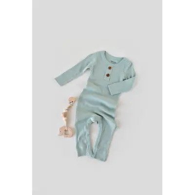 Salopeta cu maneca lunga si panataloni lungi din bumbac organic si modal - Mint (Marime: 9-12 luni) JEMBC-CSYM11417-9