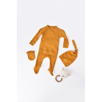 Set 4 piese: bluza, pantaloni, caciulita si manusi din bumbac organic si modal - Sofran, Baby Cosy (Marime: 6-9 luni) JEMBC-CSYM24505-6