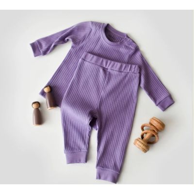 Set bluzita cu maneca lunga si panataloni lungi din bumbac organic si 5% elastan - Mov, Baby Cosy (Marime: 6-9 luni) JEMBC-CSYR4508-6