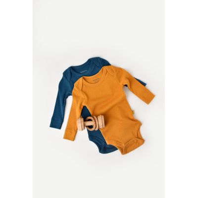 Set 2 body-uri cu maneca lunga bebe unisex din bumbac organic si modal - Bleumarin/Sofran, Baby Cosy (Marime: 6-9 luni) JEMBC-CSYM11310-6