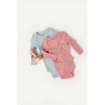 Set 2 body-uri cu maneca lunga bebe unisex din bumbac organic si modal - Mint/Rose, Baby Cosy (Marime: 0-3 Luni) JEMBC-CSYM11308-0
