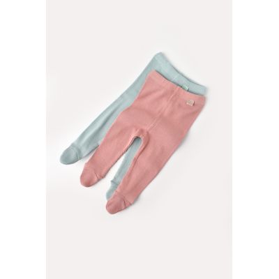 Set 2 pantaloni cu botosei bebe unisex din bumbac organic si modal - Mint/Rose, Baby Cosy (Marime: 6-9 luni) JEMCSYM11600-6