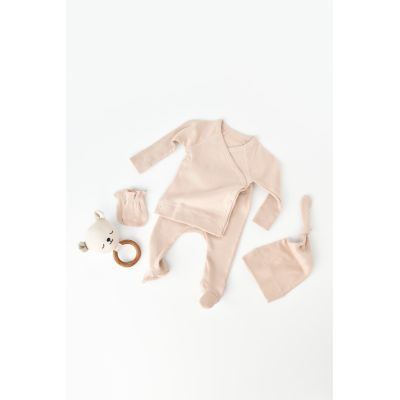 Set 4 piese: bluza, pantaloni, caciulita si manusi din bumbac organic si modal - Blush, Baby Cosy (Marime: 6-9 luni) JEMBC-CSYM24507-6