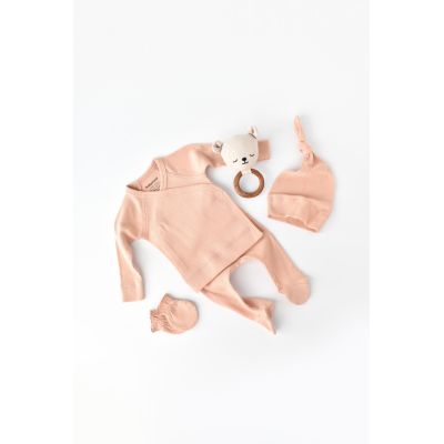 Set 4 piese: bluza, pantaloni, caciulita si manusi din bumbac organic si modal - Piersica, Baby Cosy (Marime: 3-6 Luni) JEMBC-CSYM24513-3
