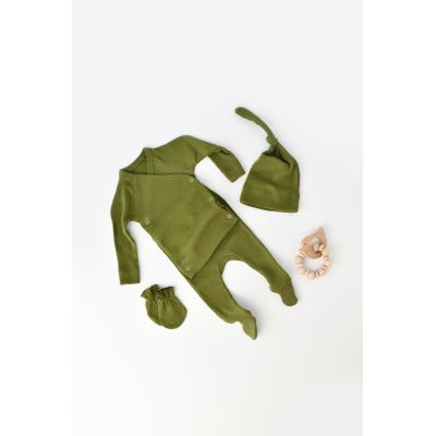 Set 4 piese: bluza, pantaloni, caciulita si manusi din bumbac organic si modal - Verde, Baby Cosy (Marime: 3-6 Luni) JEMBC-CSYM24511-3