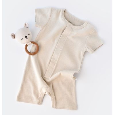 Salopeta cu panataloni scurti - 100% bumbac organic - Stone, Baby Cosy (Marime: 12-18 Luni) JEMBC-CSYW1012-12