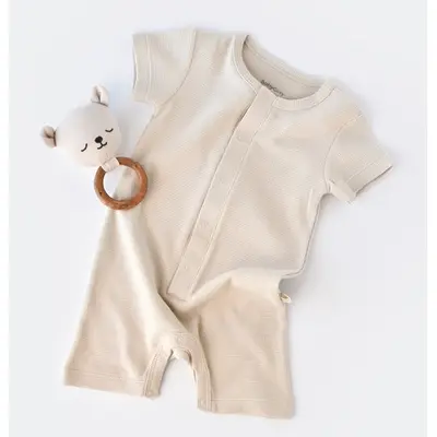 Salopeta cu panataloni scurti - 100% bumbac organic - Stone, Baby Cosy (Marime: 12-18 Luni) JEMBC-CSYW1012-12