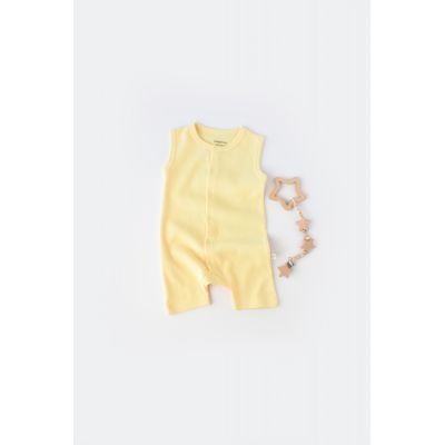 Salopeta fara maneci si panataloni scurti - 100% bumbac organic - Galben, Baby Cosy (Marime: 6-9 luni) JEMBC-CSYW1010-6