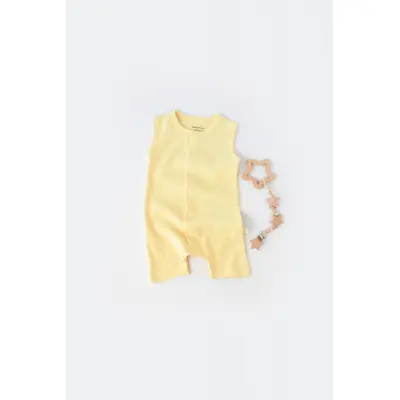 Salopeta fara maneci si panataloni scurti - 100% bumbac organic - Galben, Baby Cosy (Marime: 9-12 luni) JEMBC-CSYW1010-9
