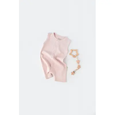 Salopeta fara maneci si panataloni scurti - 100% bumbac organic - Roz, Baby Cosy (Marime: 18-24 Luni) JEMBC-CSYW1011-18