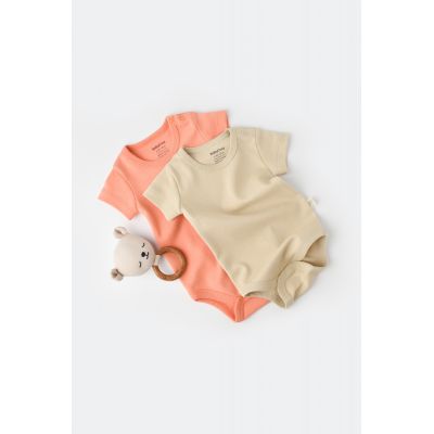 Set 2 body-uri bebe unisex -100% bumbac organic - Roz/Crem, Baby Cosy (Marime: 18-24 Luni) JEMBC-CSY3022-18