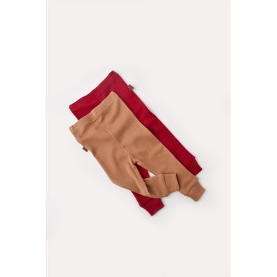 Set 2 pantaloni bebe unisex din bumbac organic si modal - Maro/Rosu, Baby Cosy (Marime: 18-24 Luni) JEMBC-CSYM11610-18