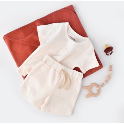 Set tricou cu panataloni scurti - 100% bumbac organic - Ecru, Baby Cosy (Marime: 6-9 luni) JEMBC-CSYW1020-6