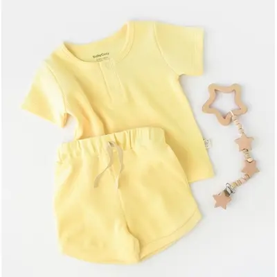 Set tricou cu panataloni scurti - 100% bumbac organic - Galben, Baby Cosy (Marime: 3-6 Luni) JEMBC-CSYW1022-3