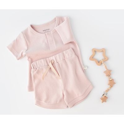 Set tricou cu panataloni scurti - 100% bumbac organic - Roz, Baby Cosy (Marime: 6-9 luni) JEMBC-CSYW1023-6