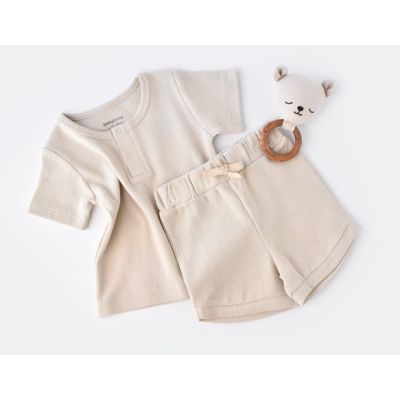 Set tricou cu panataloni scurti - 100% bumbac organic - Stone, Baby Cosy (Marime: 6-9 luni) JEMBC-CSYW1018-6