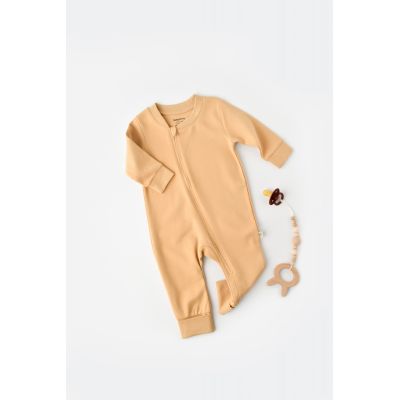 Salopeta cu fermoar cu maneca lunga si panataloni lungi - 100%bumbac organic - Mustar, Baby Cosy (Marime: 6-9 luni) JEMBC-CSY3036-6