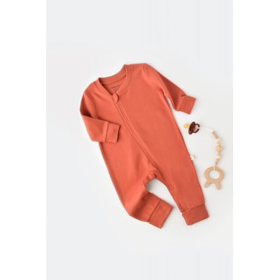 Salopeta cu fermoar cu maneca lunga si panataloni lungi - 100%bumbac organic - Scortisoara, Baby Cosy (Marime: 6-9 luni) JEMBC-CSY3035-6