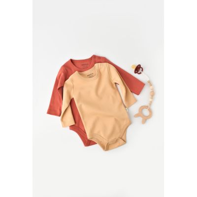 Set 2 body-uri cu maneca lunga bebe unisex -100% bumbac organic - Mustar/Scoartisoara, Baby Cosy (Marime: 3-6 Luni) JEMBC-CSY3026-3