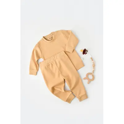 Set bluzita cu maneca lunga si panataloni lungi - bumbac organic 100% - Mustar, Baby Cosy (Marime: 9-12 luni) JEMBC-CSY3030-9