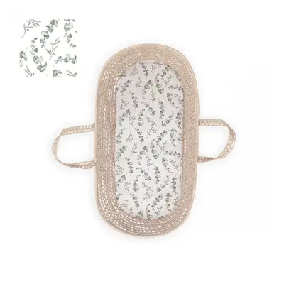 Cearsaf Din Bumbac Cu Elastic Pe Contur Pentru Landou Si Cosulete, Eucalipt Pjb484967