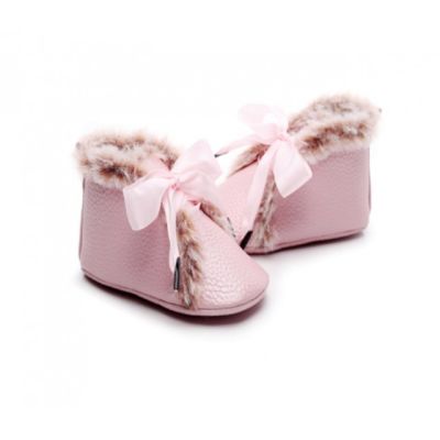 Ghetute roz sidefat imblanite cu fundita din satin (marime disponibila: 0-3 luni) amxh0223-4-s2.0-3 luni