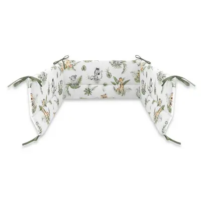 Qmini - Aparatoare pentru patut 140X70 cm, Din bumbac, 210x30 cm, Cu panglici, Safari BYN6426972015905