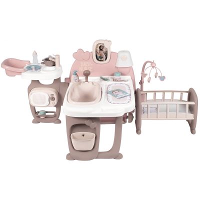 Centru de ingrijire pentru papusi smoby baby nurse doll`s play center maro cu 23 accesorii hubs7600220376